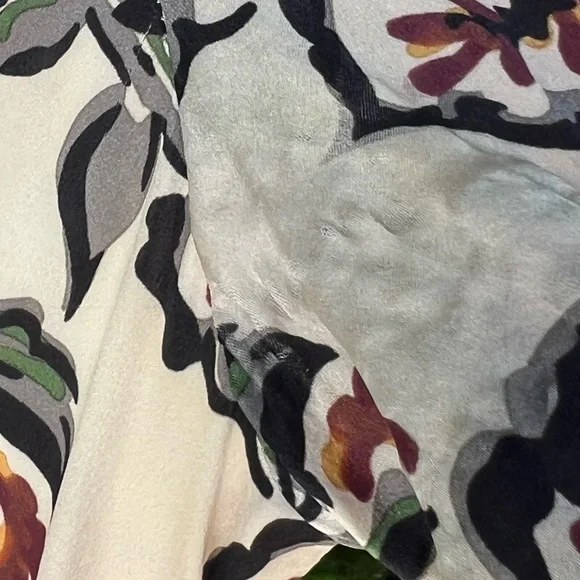 Rodarte White and Burgundy Floral Print Silk Charmeuse Blouse with Collar | FW16 - Picture 15 of 16